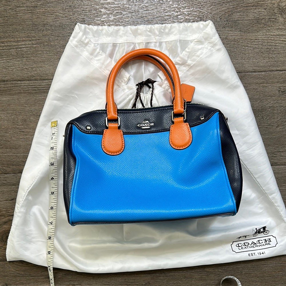 Coach Vibrant Blue and Tan Satchel - Picture 3 of 5